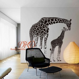 Giraffe Wall Decal, Jungle Nursery Decor, Safari Mural - thumbnail 3