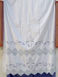 White Curtain With Handmade Atrante & Lace - Cottage Chic Mediterranean Style -Cotton 1651-1648