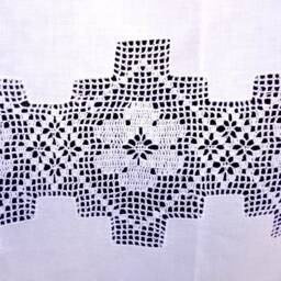 White Curtain With Handmade Atrante & Lace - Cottage Chic Mediterranean Style -Cotton 1651-1648 - thumbnail 4