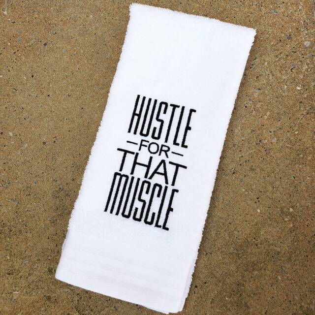 "Motivational Sweat Towel Fitness Gift For Gym Lovers, ""Hustle" - image 1
