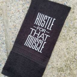 "Motivational Sweat Towel Fitness Gift For Gym Lovers, ""Hustle" - thumbnail 4