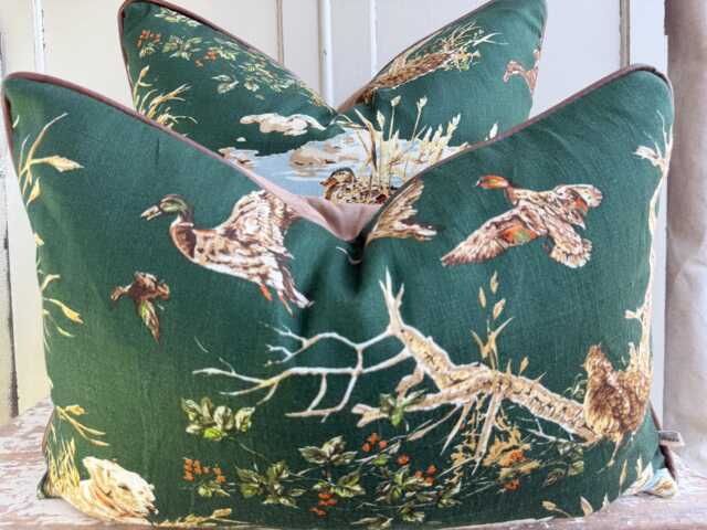 Schumacher Luxury Designer Dog & Duck Verdant Green Cushion Pillow Cover - image 1