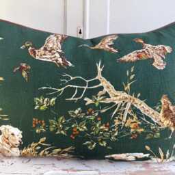 Schumacher Luxury Designer Dog & Duck Verdant Green Cushion Pillow Cover - thumbnail 4