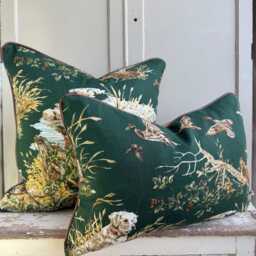 Schumacher Luxury Designer Dog & Duck Verdant Green Cushion Pillow Cover - thumbnail 2