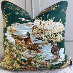 Schumacher Luxury Designer Dog & Duck Verdant Green Cushion Pillow Cover - thumbnail 3