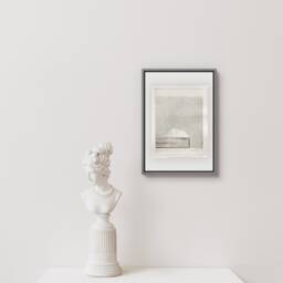 Original Abstract Monotype Print Gray Minimalist Landscape - 6.5x8.75 - thumbnail 2
