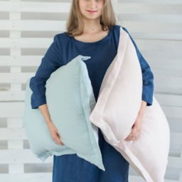 Oxford Style Pure Linen Pillow Case/Washed Linen Soft Natural Bedding Christmas Gift Light Cream Color - thumbnail 2