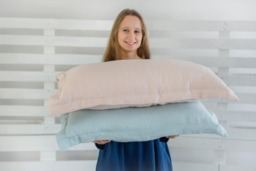 Oxford Style Pure Linen Pillow Case/Washed Linen Soft Natural Bedding Christmas Gift Light Cream Color