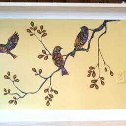 Tree Branch Decal & Bird Wall Decals in Colorful Mosaic Pattern - thumbnail 4