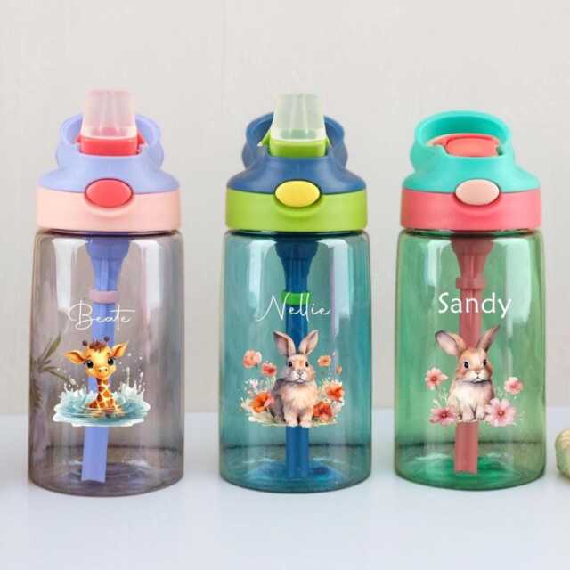 Personalized Kids Camp Cup, Custom Animal Design, Water Bottle, Back To School Drinkware, 17Oz - image 1