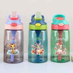 Personalized Kids Camp Cup, Custom Animal Design, Water Bottle, Back To School Drinkware, 17Oz - thumbnail 1