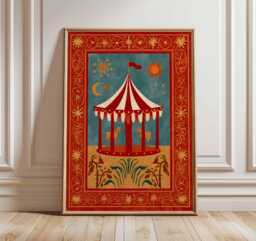 Vintage Circus Tent Art Print - Retro Carnival Wall Decor - thumbnail 1