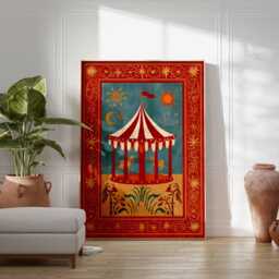 Vintage Circus Tent Art Print - Retro Carnival Wall Decor - thumbnail 4