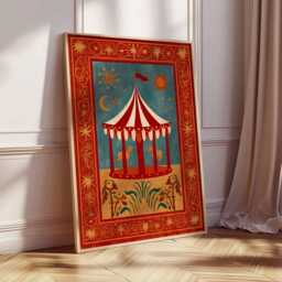 Vintage Circus Tent Art Print - Retro Carnival Wall Decor - thumbnail 2