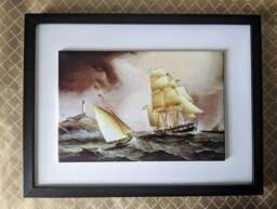 "stormy Sea Ceramic Wall Art Tile, 8"" By 12"