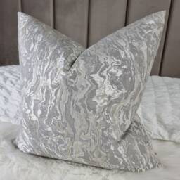 Marble Effect Decorative Elegant Cushion Cover, Silver Grey Taupe Sofa Bed Pillow Cover Neutral Decor - thumbnail 2