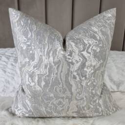 Marble Effect Decorative Elegant Cushion Cover, Silver Grey Taupe Sofa Bed Pillow Cover Neutral Decor - thumbnail 1