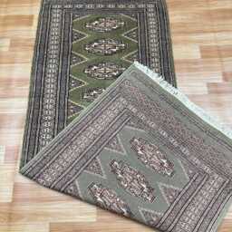 2.3x6 Pistachio Green Bokhara Rug - Runner Hallway Luxury Bukhara Fine Quality Woolen Afghan - thumbnail 4