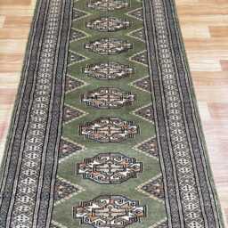 2.3x6 Pistachio Green Bokhara Rug - Runner Hallway Luxury Bukhara Fine Quality Woolen Afghan - thumbnail 3