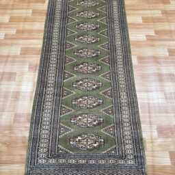 2.3x6 Pistachio Green Bokhara Rug - Runner Hallway Luxury Bukhara Fine Quality Woolen Afghan - thumbnail 2