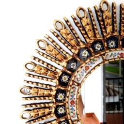 Peruvian Black Eye Mirror 60 cm Handmade Wall Decor - Carved Wood Round Statement For Living Room Bathroom - thumbnail 2