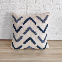 Embroidered Cushion Cover 18x18, 20x20 22x22 Inches 100% Cotton Teal Blue & Gray Handmade Decorative Boho Textured Sofa Throw Pillow