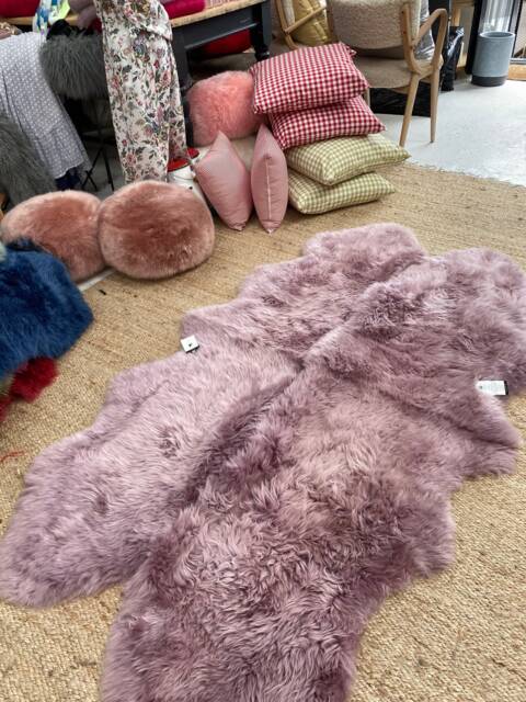 Dusky Mauve , Dusky Lilac Large Quad Rug Size Sheepskin Genuine Wool - image 1