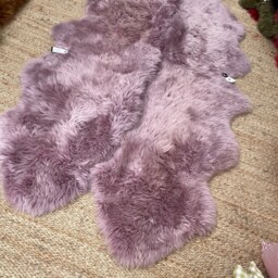 Dusky Mauve , Dusky Lilac Large Quad Rug Size Sheepskin Genuine Wool - thumbnail 3