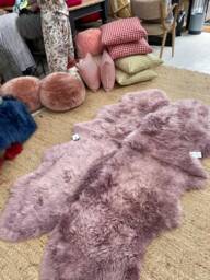 Dusky Mauve , Dusky Lilac Large Quad Rug Size Sheepskin Genuine Wool