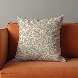 Willow Leaf Pattern Cushion Cover, Soft Blue & Beige Nature Inspired Botanical Throw Pillow, Eclectic Home Decor