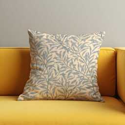 Willow Leaf Pattern Cushion Cover, Soft Blue & Beige Nature Inspired Botanical Throw Pillow, Eclectic Home Decor - thumbnail 3