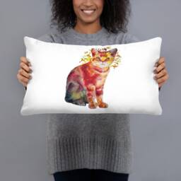 Hand Paint Watercolor Cat Basic Pillow