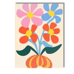 Scandinavian Floral Bouquet in Decorative Orange Vase Canvas Wall Art Print Decor Picture Ready To Hang