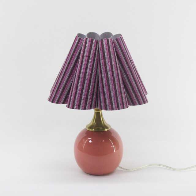 Handmade Dark Purple Striped Fabric Table Lamp For Home Gift-117# - image 1