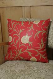 William Morris Cushion Cover Scroll Raspberry/Olive