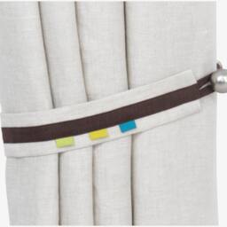 Baby Nursery Curtain Panel in Brown & Beige Pure Linen With Colourful Minimalist Blocks Organic Cotton & Blackout Lining. Custom Sizes - thumbnail 3