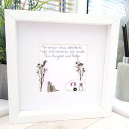 Caravan Family Framed Holiday Pebble Art Picture, Mum Dad Gift, Personalised Handmade Camping Bespoke Design - thumbnail 2