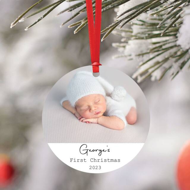 Personalised Baby's First Christmas Bauble - My 1st Tree Decoration Photo Xmas Gift - image 1