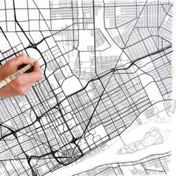 Detroit Map Street Michigan City Drawing Black & White - Art Print - thumbnail 3