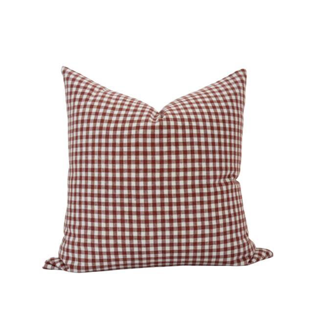 Mavis -- Dark Red Gingham Pillow Cover Burgundy Checkered Fall Plaid Moody - image 1