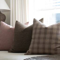 Mavis -- Dark Red Gingham Pillow Cover Burgundy Checkered Fall Plaid Moody - thumbnail 2