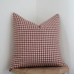 Mavis -- Dark Red Gingham Pillow Cover Burgundy Checkered Fall Plaid Moody - thumbnail 3