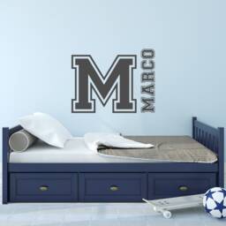 Personalized Name Wall Decal Collegiate Font, Custom Monogram Sticker P201 - thumbnail 2