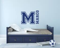 Personalized Name Wall Decal Collegiate Font, Custom Monogram Sticker P201 - thumbnail 1