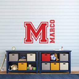 Personalized Name Wall Decal Collegiate Font, Custom Monogram Sticker P201 - thumbnail 3