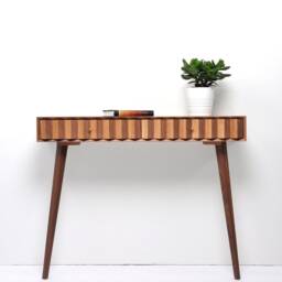 Mid Century Modern Walnut Console Table, Oak Drawer Fronts, Hallway Entryway Table - thumbnail 2