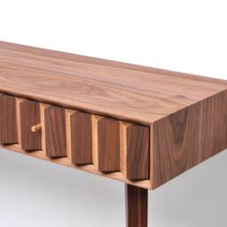 Mid Century Modern Walnut Console Table, Oak Drawer Fronts, Hallway Entryway Table - thumbnail 4