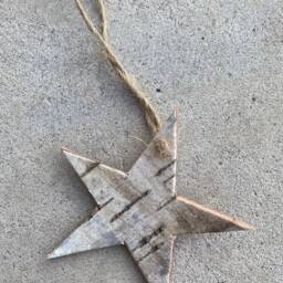 Birch Bark Christmas Tree Ornaments, One Of A Kind, Star, Handmade Natural Canadian Wood - thumbnail 2
