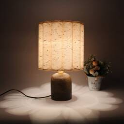 Handmade Floral Fabric Table Lamp Khaki Dots, Ceramic Base-72# - thumbnail 4
