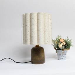 Handmade Floral Fabric Table Lamp Khaki Dots, Ceramic Base-72# - thumbnail 1